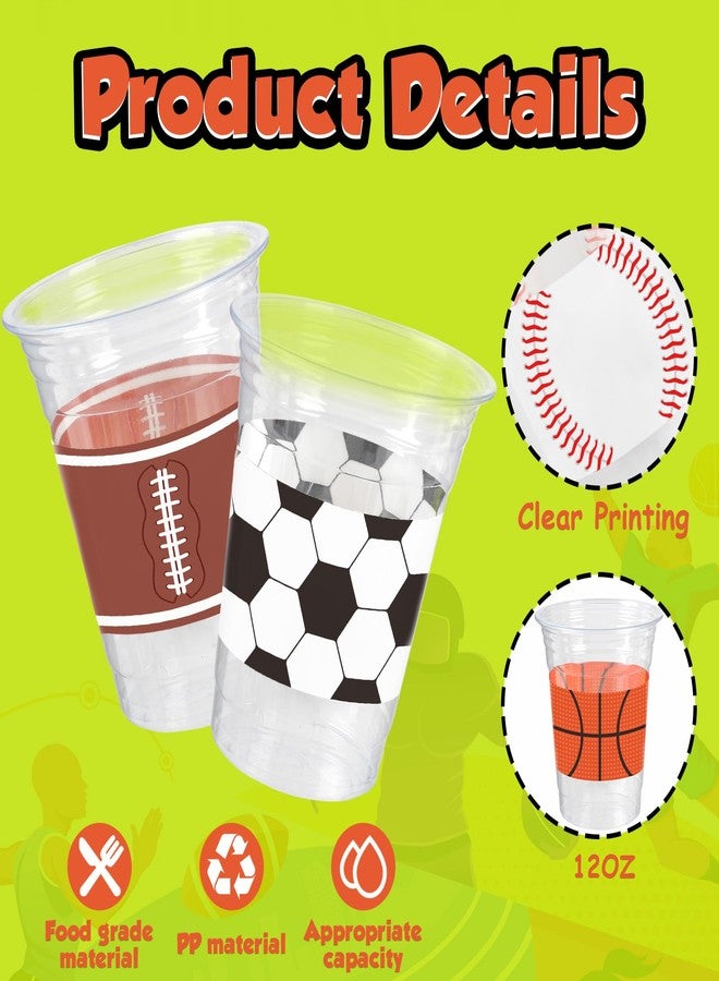 CUPLOOV 50Pcs Sports Party Decoration Cups, 12Oz Sports Plastic Disposable Cups for Kids Football Soccer Basketball Baseball Birthday Party Decorations Supplies Favors - Image 4